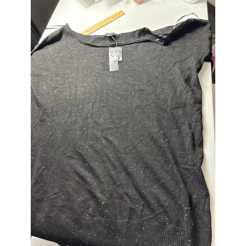 Metaphor Women’s XL Black Sweater Top with Silver Metallic Threads Sparkle Knit - Picture 11 of 12